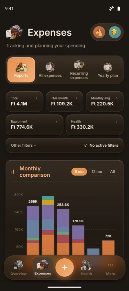 Horsemate expenses screen